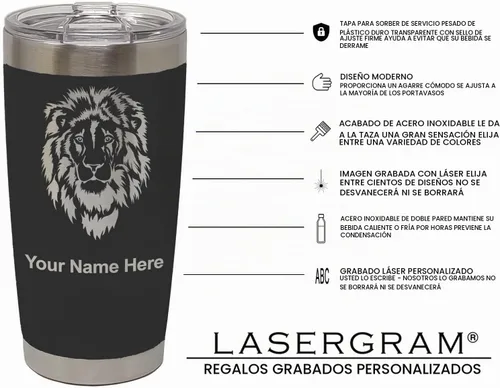 Vista 5 de LaserGram - Vaso personalizado de 20 onzas, bandera de México (negro)