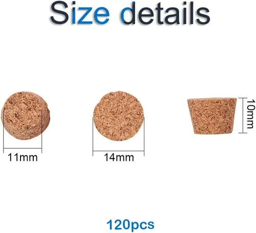 Vista 2 de INCREWAY 120 tapones de corcho de madera cónicos de 1/2 pulgada, mini tapón de corcho cónico de repuesto, adecuado para manualidades, tarros