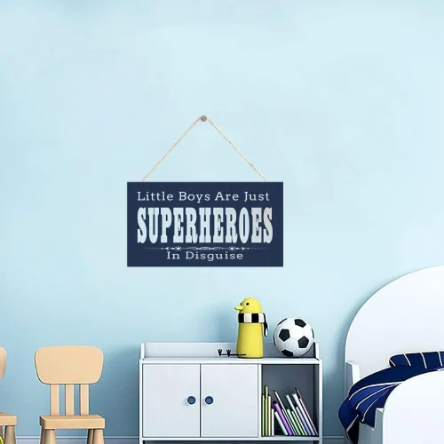 Vista 2 de SU-G038 - Placa decorativa para habitación de niños Little Boys are Just Superheroes in Disguise, Superheroes (SU-G038)