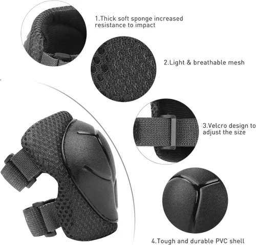 Vista 5 de KUYOU Rodilleras para Niños Coderas Protectores Equipo de Protección Conjunto Equipo de Seguridad para Patines de Ruedas Ciclismo Bicicleta BMX