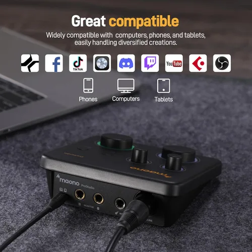 Vista 9 de MAONO Micrófono dinámico USB XLR para podcast: micrófono para juegos de computadora de PC con 192 kHz/24 bits para grabación de estudio y creación