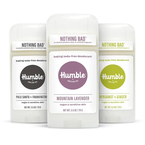 Vista 13 de HUMBLE BRANDS Desodorante sin aluminio, vegano y libre de crueldad, formulado para pieles sensibles, simplemente sin perfume, 2.5 onzas