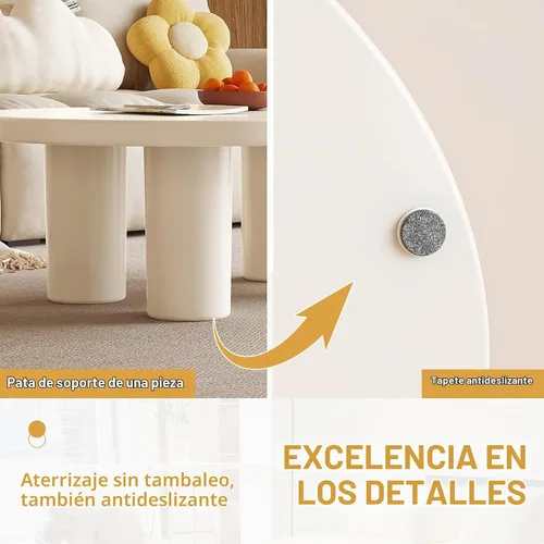 Vista 6 de Guyii - Juego de 2 mesas de centro modernas en forma de nube blanca crema, 2 mesas auxiliares, juego de mesas de sala de estar con mesa auxiliar