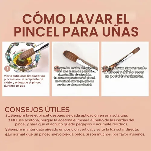 Vista 9 de Kolinsky - Cepillo de uñas acrílicas, mango de madera, tamaño 14