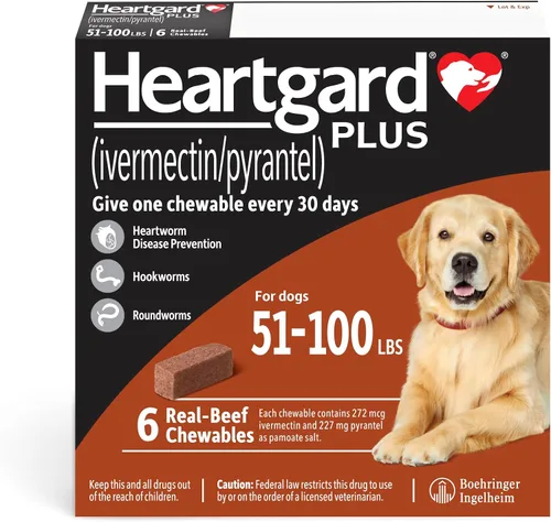 Vista 15 de HEARTGARD® Plus (ivermectina/pirantel) Masticables de Carne de Res Real para Perros de 26-50 libras (Caja Verde) Suministro de 6 Meses