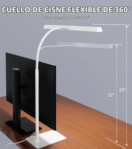 Vista 6 de Lámpara de escritorio LED para oficina en casa con base, luz de escritorio Blanco
