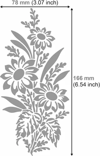Vista 3 de Aleks Melnyk No.273 - Plantilla de metal, girasol en un ramo con flores silvestres, flor de hoja, plantilla pequeña, 1 unidad, plantilla para leña