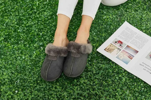 Vista 6 de CLPP'LI Pantuflas cómodas de gamuza esponjosa para mujer, de piel sintética, cálidas, para invierno