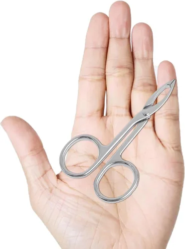 Vista 3 de WLLHYF 2 piezas de tijeras para cejas, pinzas con mango de punta recta, removedor de tijeras para cejas, cabello facial, cuidado de las cejas