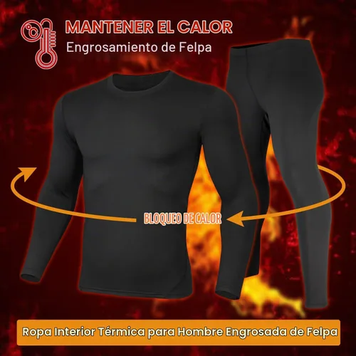 Vista 2 de PISIQI - Conjunto de ropa interior térmica para hombre, pantalones largos ultra suaves con forro polar, capa base, abrigado para invierno, adecuado