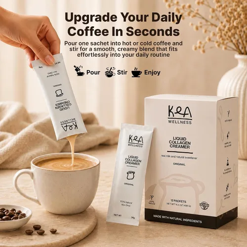 Vista 3 de Crema de café con colágeno líquido totalmente natural, péptidos bovinos y marinos de primera calidad (tipos I, II, III) para cabello, piel, uñas