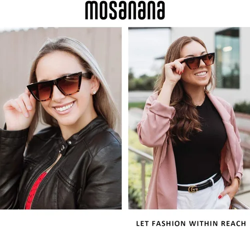 Vista 2 de mosanana Gafas de sol cuadradas con diseño de ojo de gato para mujer, modelo de estilo moderno-SHINE