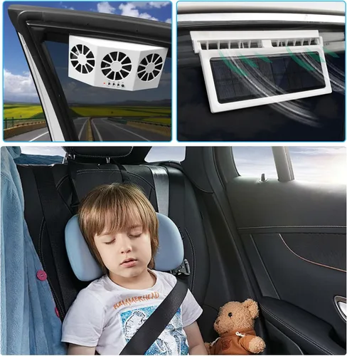Vista 5 de Unifizz Ventilador de ventana delgada solar Ventilador de escape de coche con tres ventiladores 1.5W ABS blanco