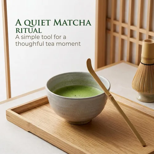 Vista 5 de Cuchara de bambú de matcha, cuchara de bambú para matcha japonesa, Chashaku, cuchara de té verde enganchada, utensilios de ceremonia de té de 7.1 in