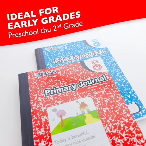 Vista 4 de BAZIC - Diario primario de 100 hojas de composición de mármol, libro de composición de mármol para preescolar, 1 grado 2, cuaderno de compilación