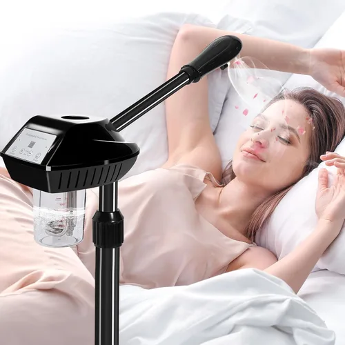 Vista 3 de Vaporizador facial enrollable con potente salida de vapor, vapor facial de altura ajustable, máquina de spa hidratante profesional para la piel