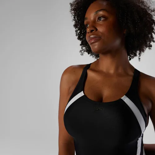 Vista 4 de Speedo Traje de baño de una pieza para mujer Creora Highclo Quantum Splice de corte alto sólido
