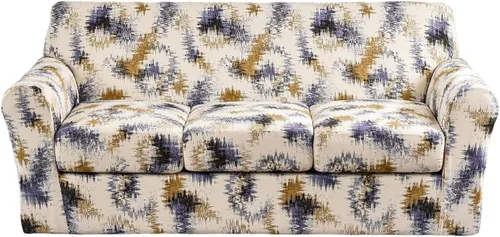 Vista 60 de Fundas elásticas para sofá de 1/2/3 cojines, funda estampada con fundas de cojín de asiento separadas, fundas de sofá lavables, protector de muebles