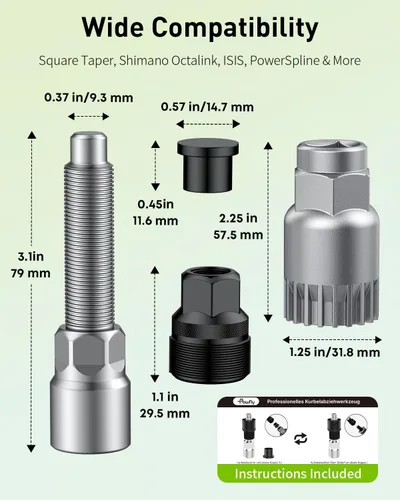 Vista 7 de Pawfly Kit de extractor de manivela de bicicleta, herramienta de extracción de manivela para cónica cuadrada, Shimano Octalink y brazos de manivela
