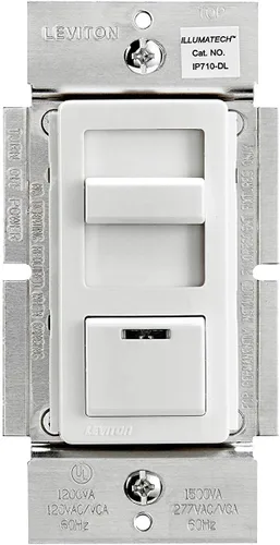 Vista 3 de Leviton IllumaTech - Interruptor de atenuación para LED de 0 a 10 V, balastos fluorescentes Mark 7, IP710-DLZ, blanco e IllumaTech interruptor