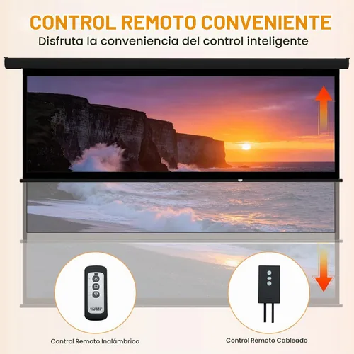 Vista 4 de YODOLLA Pantalla de proyector Motorizada Auto Pull Down Pantallas (150 '' 16:9 Negro)