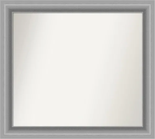 Vista 283 de Amanti Art Espejo de baño plateado para sobre fregadero, 26 x 26 pulgadas, espejo cuadrado de níquel pulido, marco de madera tradicional mediano, se
