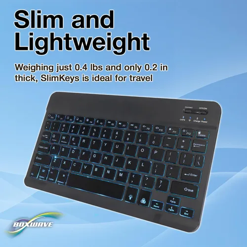 Vista 5 de BoxWave Teclado compatible con Xiaomi Pad 5 - Teclado Bluetooth SlimKeys - con retroiluminación, LED delgado portátil de 7 colores - Negro azabache