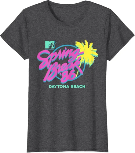Vista 4 de MTV Camiseta de cuello redondo de ajuste clásico - Spring Break Daytona Beach, negro, adulto, manga corta, algodón y poliéster