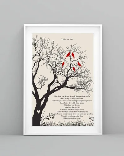 Vista 2 de Póster impreso con texto en inglés "I'll Follow You" (12 x 18 pulgadas)