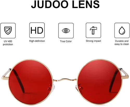 Vista 4 de JUDOO Trendy Small Round Polarized Sunglasses for Women Men Circle Hippie Glasses