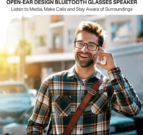Vista 4 de GenXenon Gafas inteligentes para hombres y mujeres, lentes de luz azul transparente, gafas Bluetooth con altavoz, asistente de voz y toque