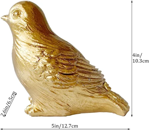 Vista 2 de Estatua de pájaro dorado, figura de animal, decoración del hogar, escultura de pájaro para estantería de escritorio de oficina en casa