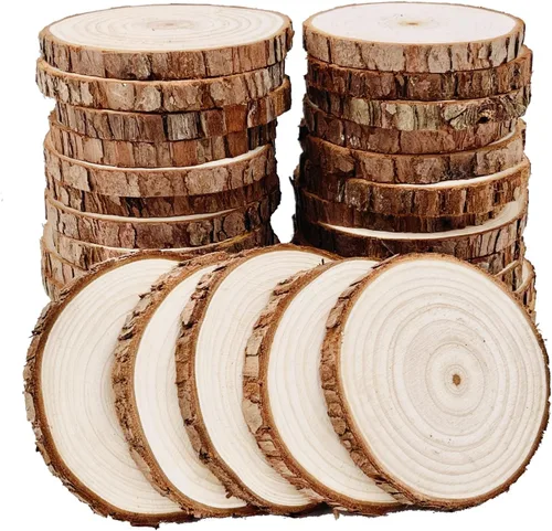 Vista 6 de William Craft - Juego de 12 rebanadas de madera natural sin terminar de 3.5 a 4 pulgadas, para manualidades, adornos de Navidad, manualidades