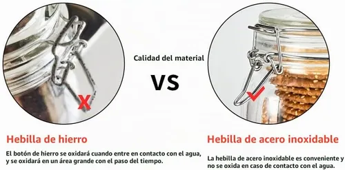 Vista 2 de Tarros de almacenamiento de alimentos de vidrio de 32 onzas con tapas herméticas de abrazadera, juego de 4 recipientes de vidrio herméticos