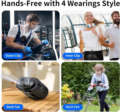 Vista 7 de Socool Ventilador de cintura portátil de 10000 mAh con clip en ventiladores personales recargables, ventilador de camisa de cinturón portátil