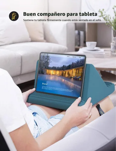 Vista 3 de Lamicall Tablet Pillow Stand iPad Bed Soporte suave para regazo 6 ángulos de visión Verde negruzco