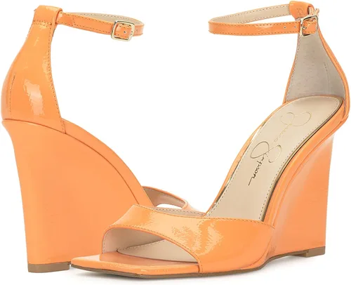 Vista 8 de Jessica Simpson Tacones de cuña LEEHI de piel sintética con punta abierta para mujer