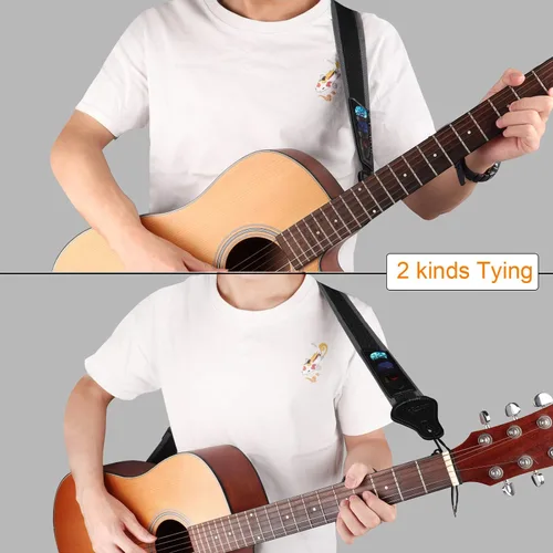 Vista 4 de Correa de guitarra con 3 soportes para púa, para guitarra eléctrica y acústica