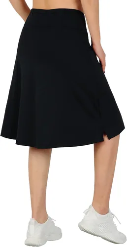 Vista 2 de ANVIVO - Falda pantalón para mujer, longitud hasta la rodilla, falda deportiva informal con bolsillos de cintura alta