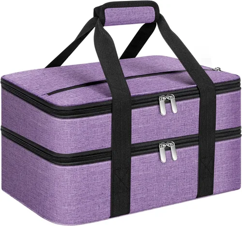 Vista 25 de Porta cacerolas aislado, porta ollas portátil para alimentos calientes o fríos, bolsa de lasaña para almuerzo para fiestas de comida, se adapta a