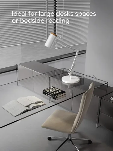 Vista 5 de TORCHSTAR Lámpara de escritorio alta con brazo oscilante con acento de madera, tamaño grande ajustable altura máxima de 31 pulgadas, lámpara