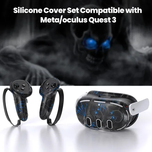 Vista 5 de Silicone Cover Compatible with MetaOculus Quest 3 Accessories, VR Silicone Face Cover, VR Shell Cover,Touch Controller Grip Case,Camera Lens