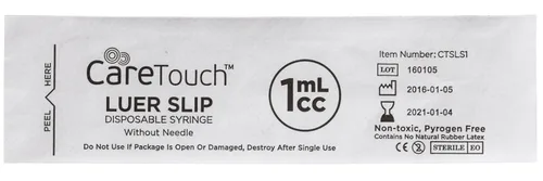 Vista 4 de Care Touch CTSLS1-VC Luer Slip Jeringa 0.0 fl oz - 100ct Sin aguja