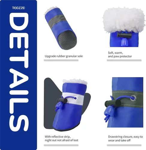 Vista 4 de Botas para Perro Botas de Nieve para Perro para Perros de Invierno Botas y Protector de Patas Botines Cálidos para Cachorro con Tira Reflectante