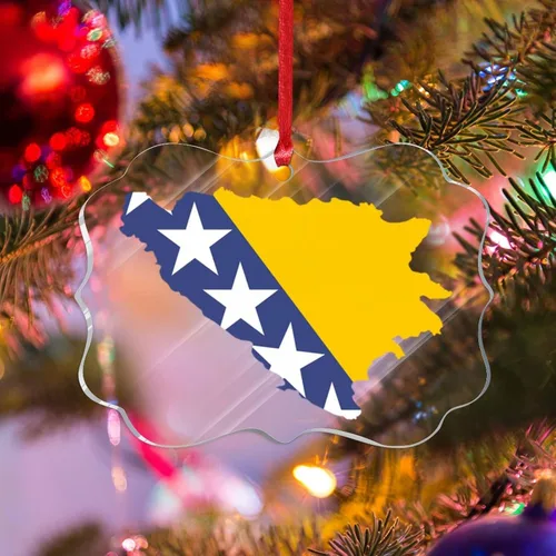 Vista 24 de Silueta de la bandera de Bután, adornos para árbol de Navidad, bandera nacional, recuerdo, decoraciones de Navidad, adornos acrílicos de Bután