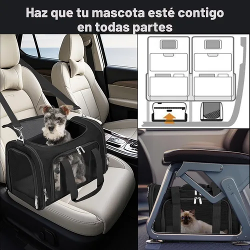 Vista 7 de Transportador de lados suaves para gatos/perros/mascotas, transportadores de viaje plegables para mascotas para gatos grandes/perros pequeños
