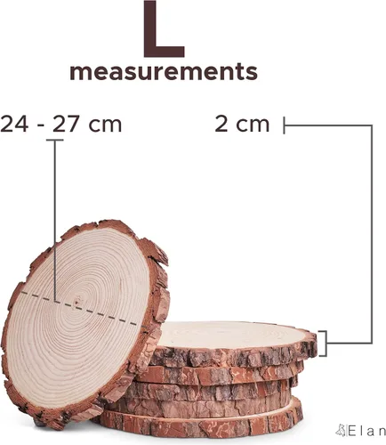 Vista 2 de Elan Rebanadas de madera de 9.5 a 10.5 pulgadas de diámetro, 6 piezas, rebanadas de madera natural sin terminar para centros de mesa, discos