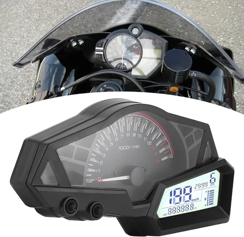 Vista 9 de Odómetro LCD, ABS LCD motocicleta odómetro velocidad combustible medidor 15000RPM apto para 300