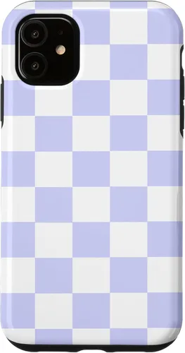 Vista 8 de Funda blanca moderna con patrón de cuadros para iPhone 16 lavanda y morado