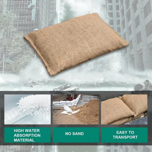Vista 6 de Paquete de 5 bolsas de arena sin arena, barreras de agua para garaje, barreras de inundación, bolsas de arena de 16 x 24 pulgadas para inundaciones
